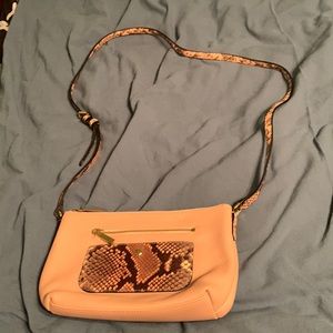 Vince Camuto blush and faux snakeskins purse